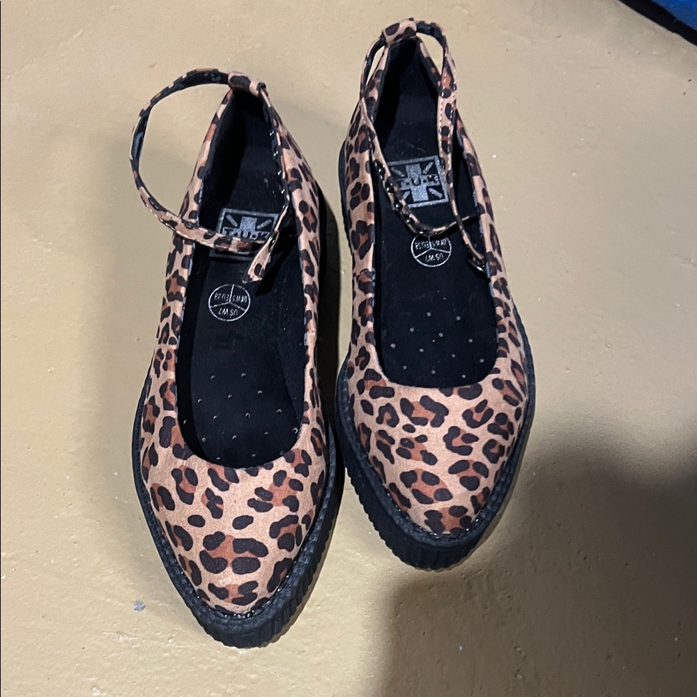 T.U.K Leopard Print Women's Flats with Ankle Strap
